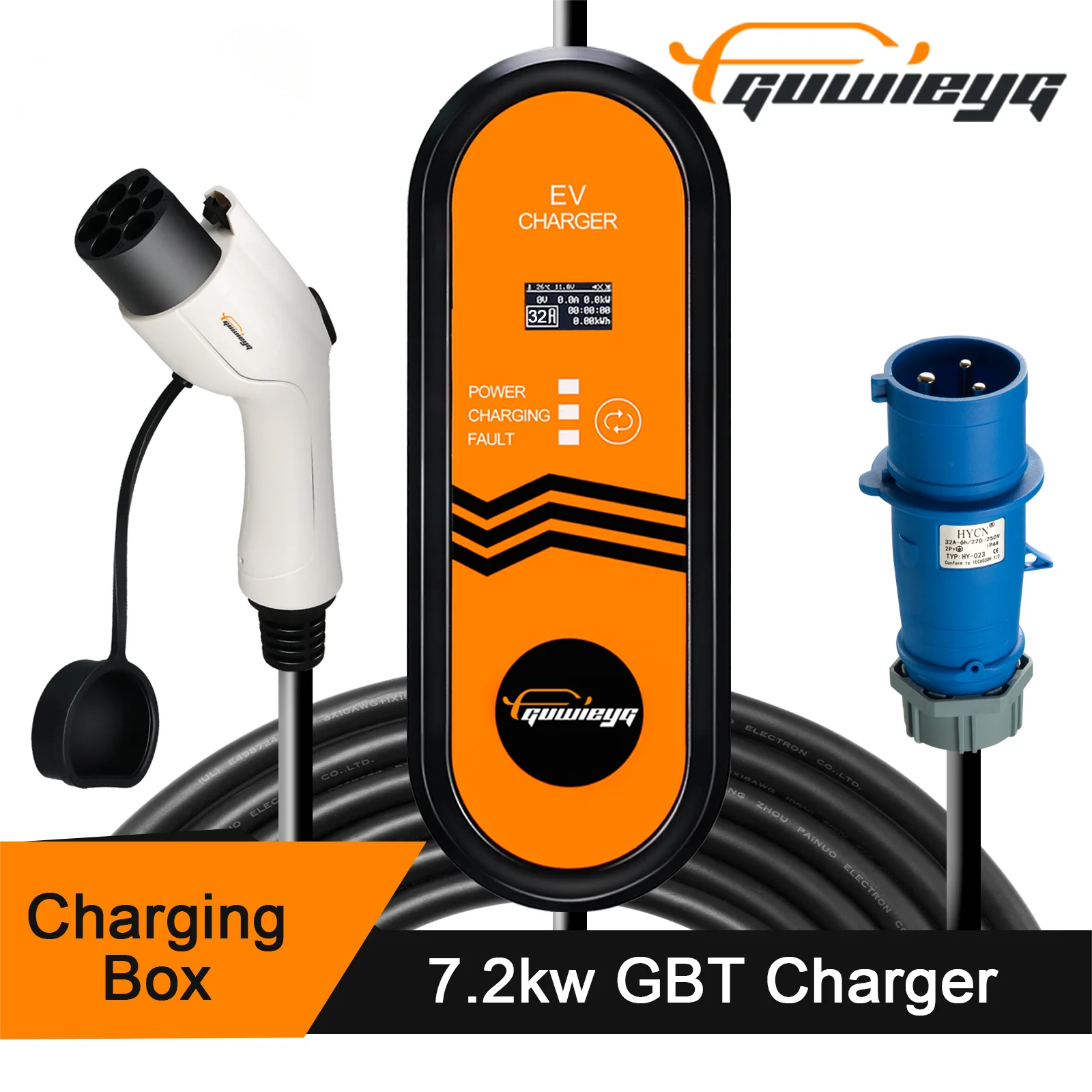 GUWIEYG EV Charger GBT 16A 3.5KW 3.5M GB/T Charger with Portable Charging Box Socket 1 Phase Cable for Electric Vehicle