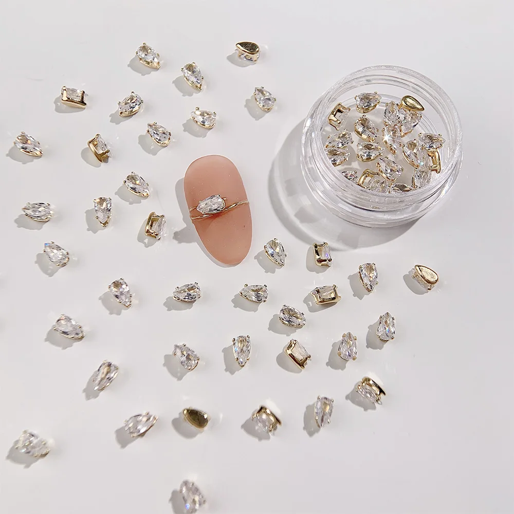 20 pçs strass arte do prego encantos conjunto de jóias diamante decoração do prego brilhante gota de água quadrado zircão manicare cristal prego