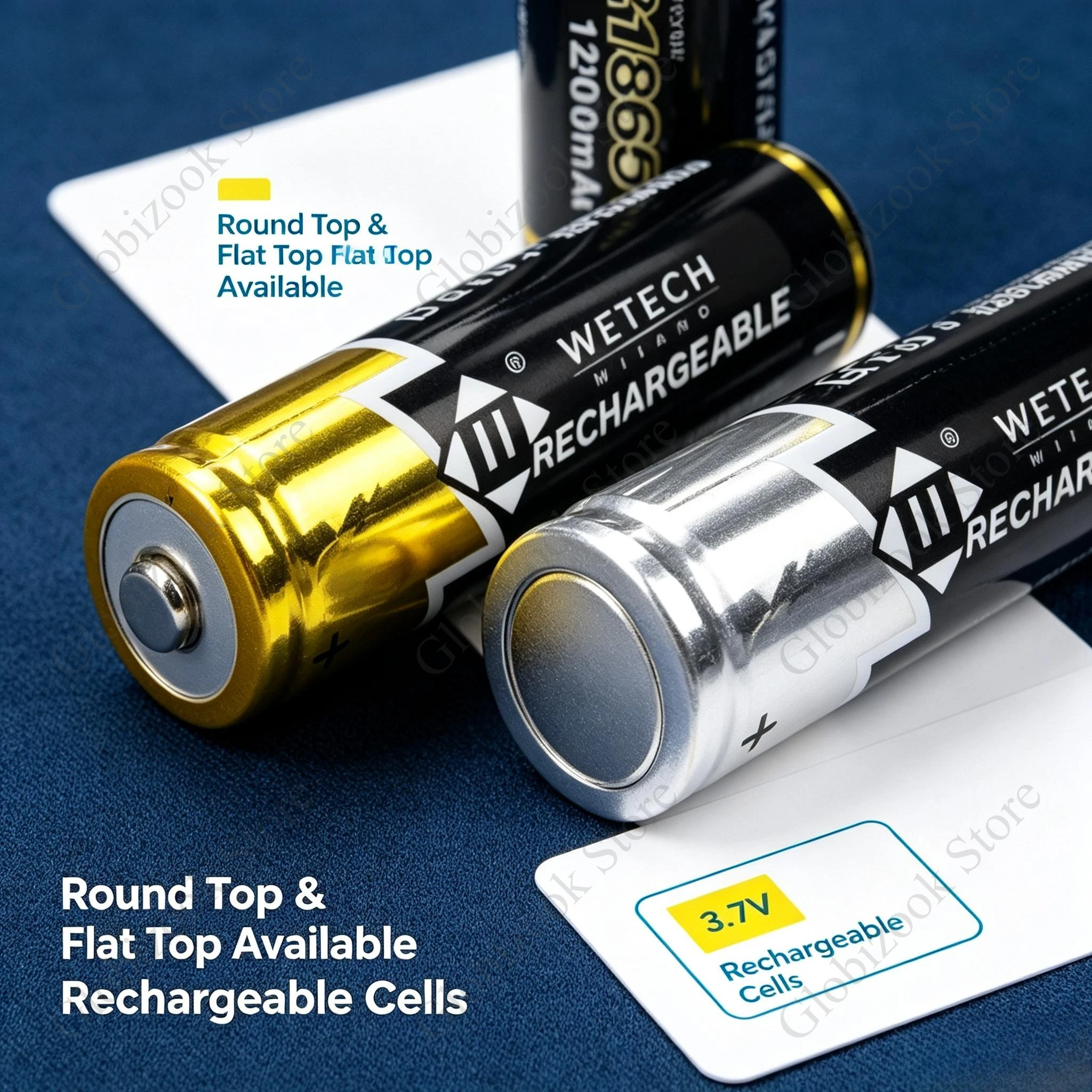 Batteria al litio ricaricabile ICR18650, 1200 mAh, 3,7 V, con connettore a punta, confezione da 2, per lampada frontale, ventilatore portatile, microfono per karaoke.