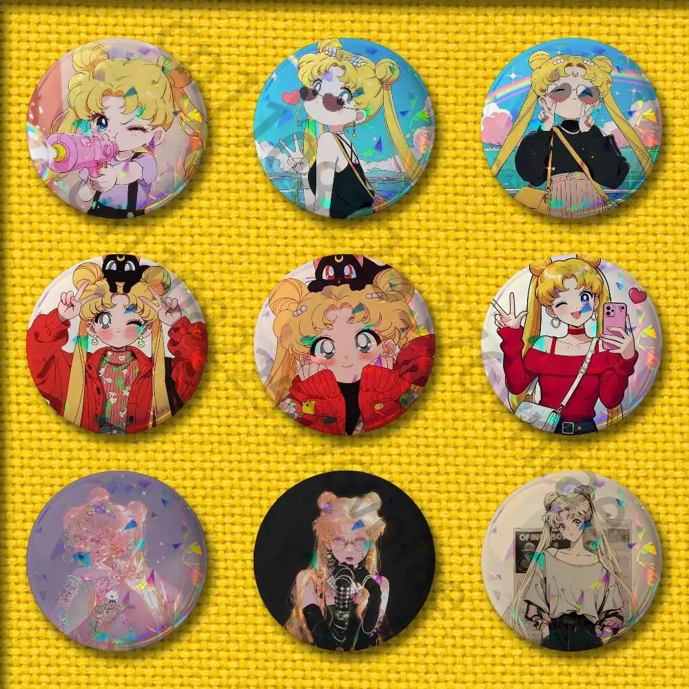 

Girl S-Sailor W-Warrior Badges 75mm 25mm 44mm 32mm 58mm Round Pin Brooch Souvenir Clothes Cosplay Gift Accessories