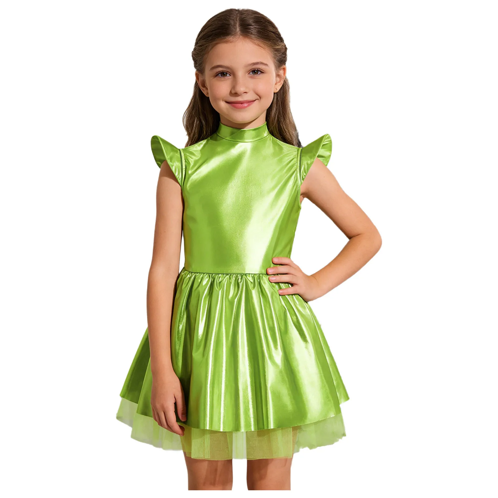 Meisjes metallic glanzende rits alien tutu-jurk kinderen Halloween ruimtethema feest robot astronaut Galaxy Warrior cosplay kostuum