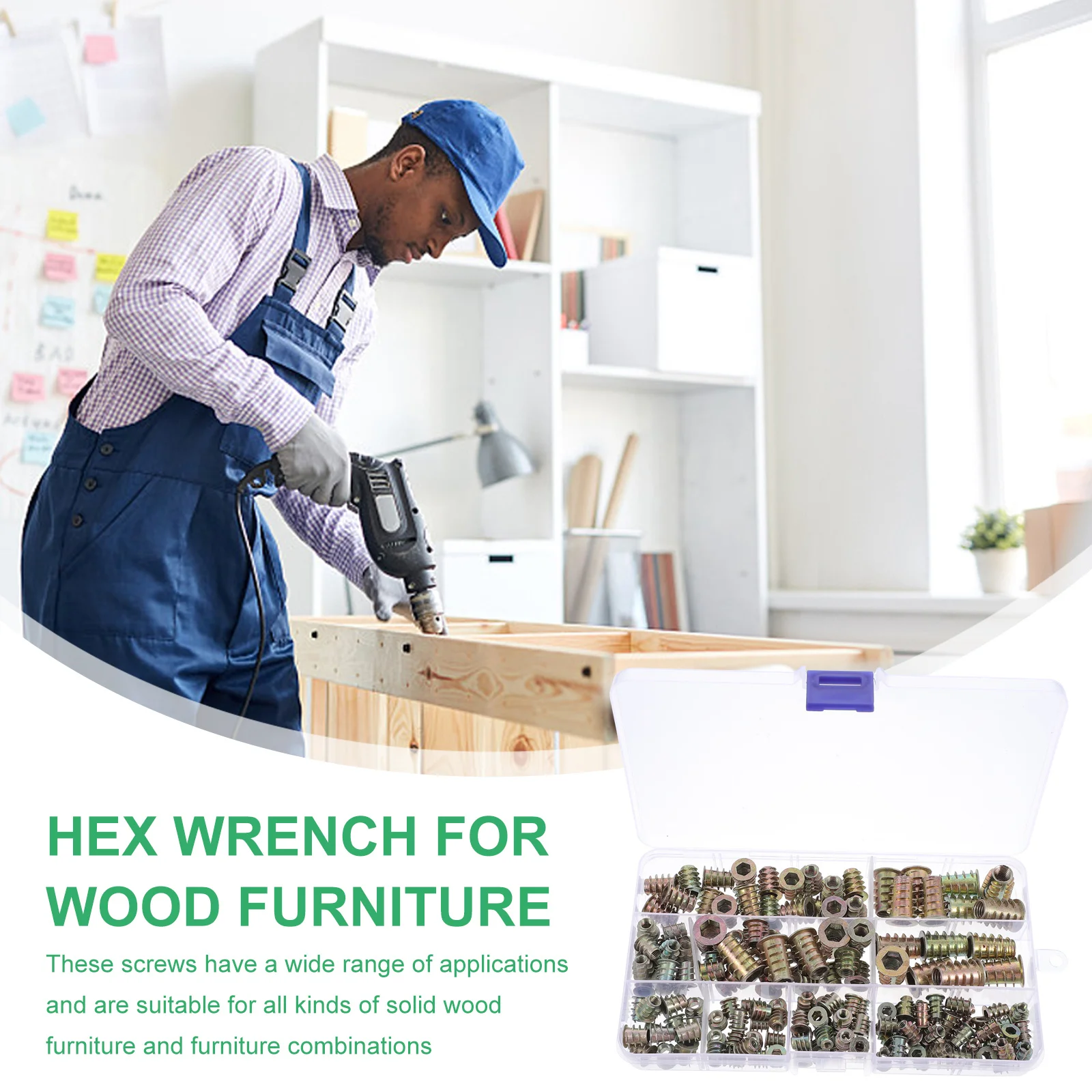 165 قطعة سبائك الزنك الخيوط إدراج المكسرات مجموعة متنوعة المسمار في تصاعد الجوز للأثاث الخشبي الصنوبر الخشب الرقائقي الألياف #1