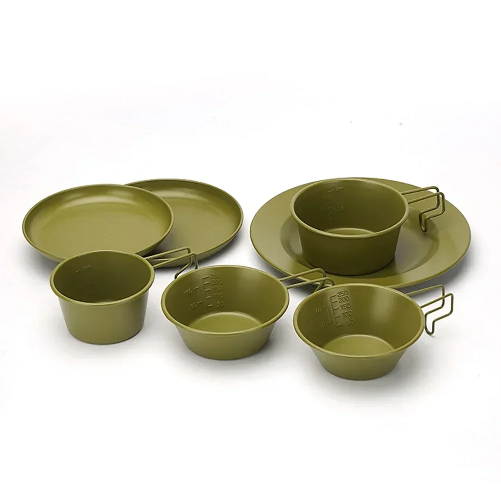 Camping Tableware Titanium Plate Tourist Dishes Food Pan Kit Dinner Set For Outdoor Bushcraft Picnic With Non-stick Coating