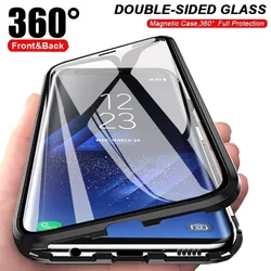 Metal Magnetic Case For OPPO A53 A54 A17 A57 A77 4G Reno 10 11 12 Pro 11F 12F 13F Realme 11 Pro + Plus Double Sided Glass Cover