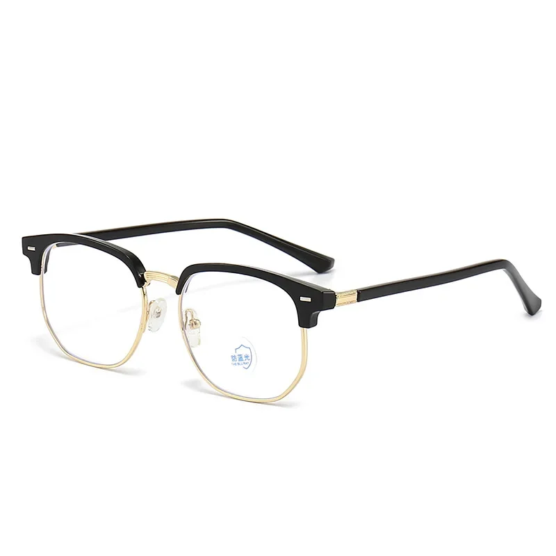 Gafas fotocromáticas Vintage de medio marco para hombre y mujer, lentes antiluz azul, bloqueador de luz azul, monturas negras, gafas de ordenador