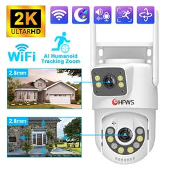 HFWVISION-cámara Ptz de 4MP para exteriores, videocámara de vigilancia IP con Wifi, doble lente, detección humana, visión nocturna, protección de seguridad, videovigilancia