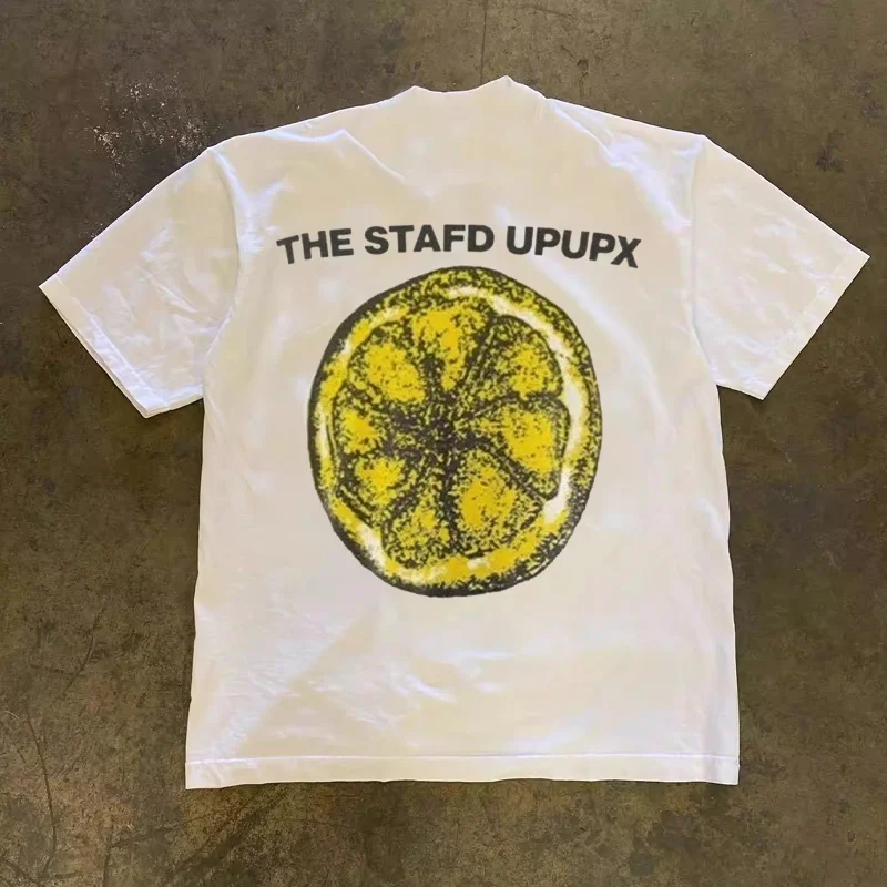 Loose Fit Cotton T-Shirt Unisex Short Sleeve Double Thread UPUPXIA Hero Print Sweat Absorbent round Neck Casual Summer Top