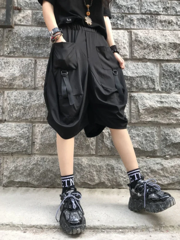 Baggy Pants Women Cool Girls Personality Bloomers Multi-pockets Trousers All-match Streetwear Fashion Unisex High Waist Clothing