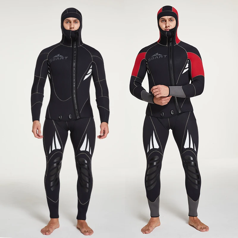 

Sbart 5mm Wetsuit Warm Winter Swimming Long-Sleeved Two-Piece Set Thickeneded Jellyfish Suit Fishing Suit