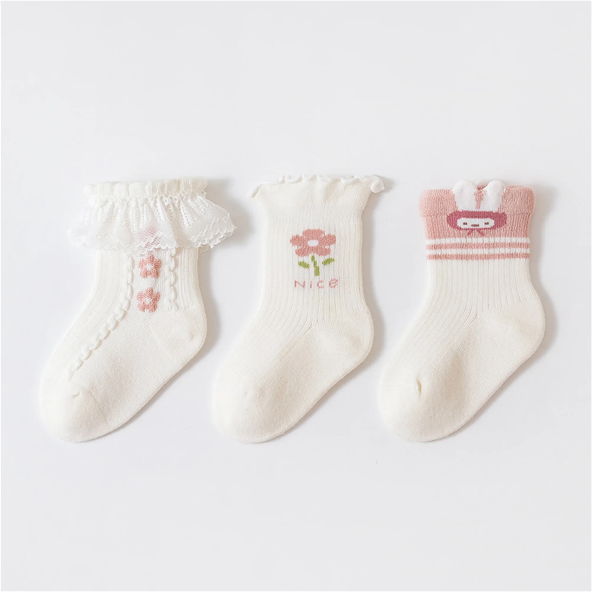 جوارب رائعة تصل إلى الركبة للأطفال الصغار مع طباعة حيوانات ممتعة وحواف دانتيل رقيقة لملابس الربيع الأنيقة #2