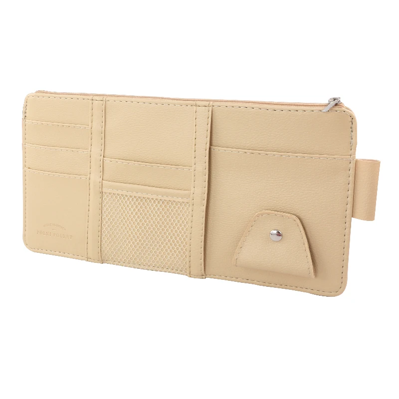 Car Sun Visor Organizer Storage Travel Document Holder With Multi-Pocket PU Leather Cards Receipts Pouch With Zip image 4