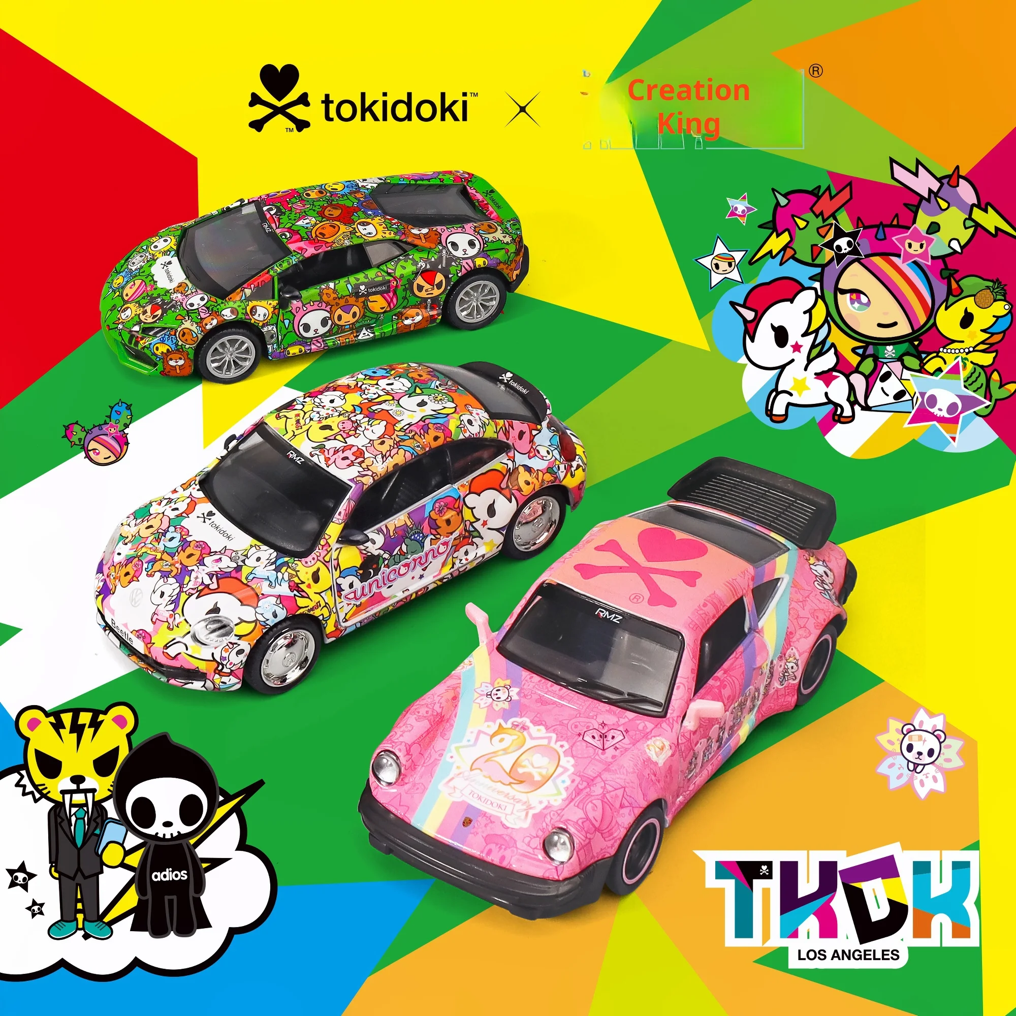1:36 Licensed TOKIDOKI Co-branded Edition Simulated Alloy Car Models Porsche BMW Audi Lamborghini Maserati Desktop Decoration