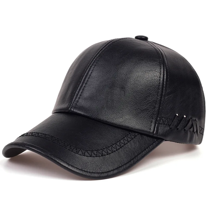 Autumn and Winter New Men\'s Baseball Cap Trend Leather Fashion Simple Casual Baseball Cap Outdoor Sports Fishing Shade Hat
