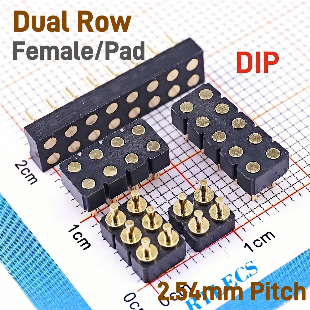 5 Pcs Connector Pogo Pin Single Dual Row 2 3 4 5 6 7 8 10 12 14 16 20 P Battery Spring Loaded DIP Through Holes PCB  Gold Plated