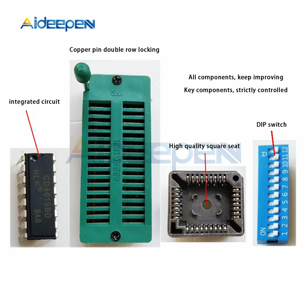 SPI-25xx-PCB5.0T-2022 EPROM Programmer BIOS009 PIC support 0.98D12 25XX Series SPI FLAHS Chip PLCC32+SOIC 8 Pin Adapter