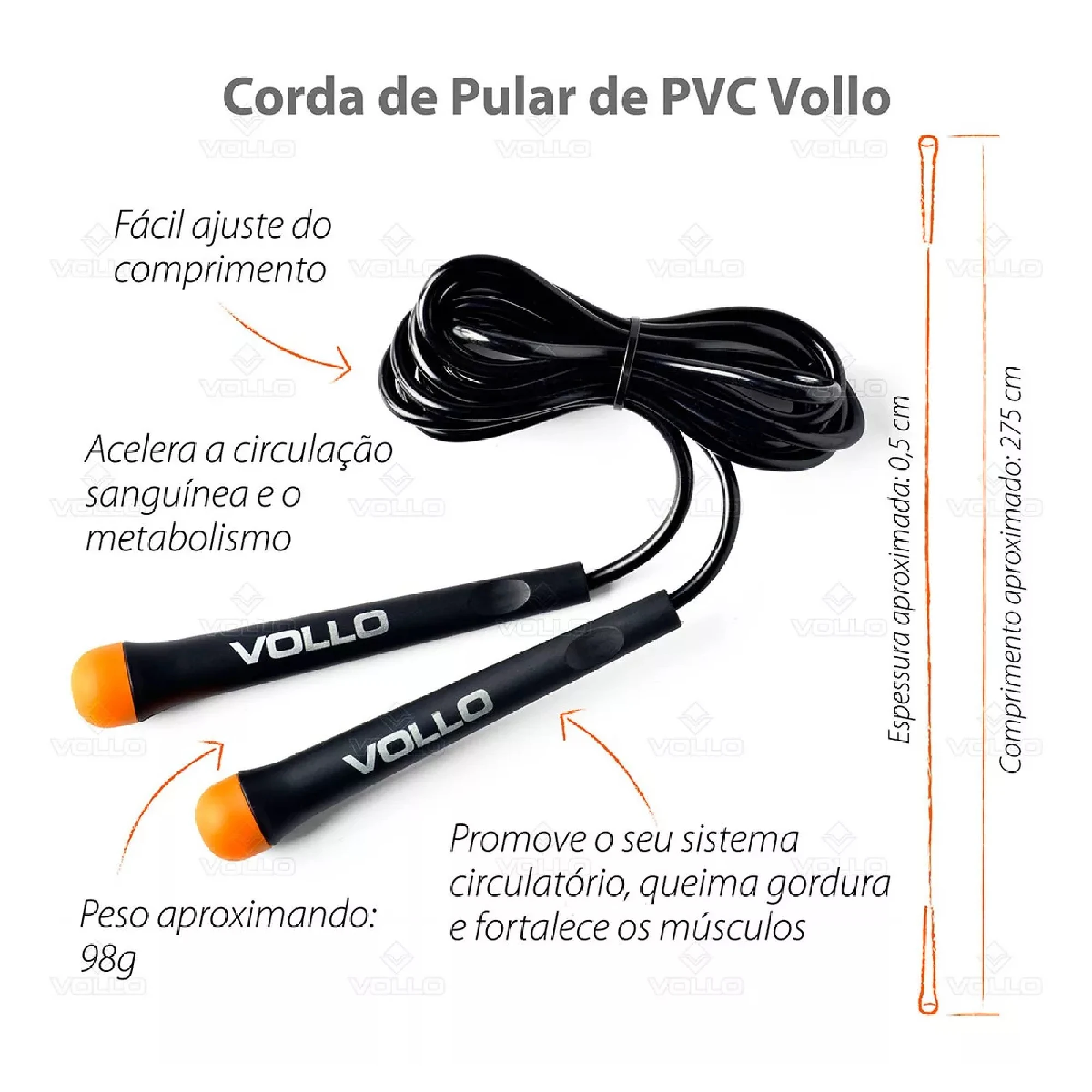 OFFICIAL VOLLO 275x0,6cm PVC Bare Rope