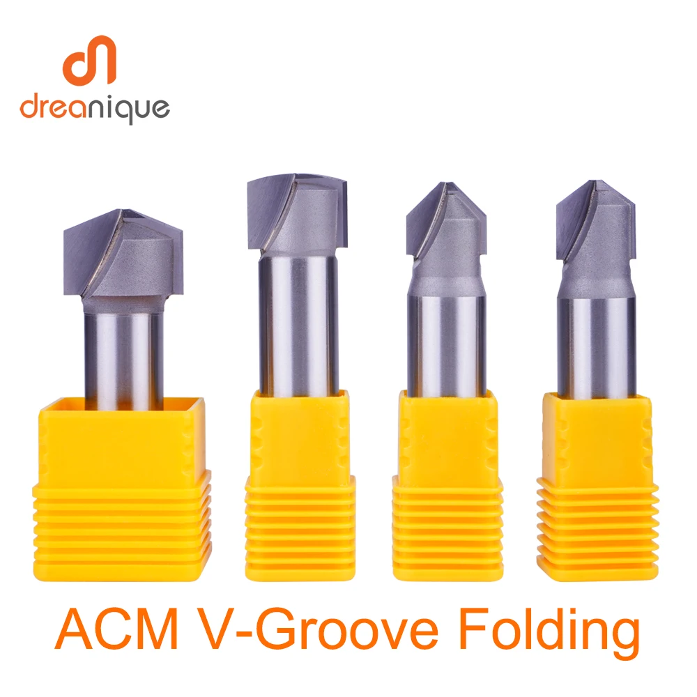 Dreanique 1pc 12.7mm Shank V-GROOVE bit for Aluminum Composite Material(ACM)Panels 90 Degree CNC Rectangular GROOVE Router V Bit