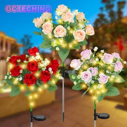 LED Solar Light Waterproof Azalea Solar Flowers Lamp Outdoor Decorative for Garden Yard Lawn Path Lighting Holiday Wedding Decor