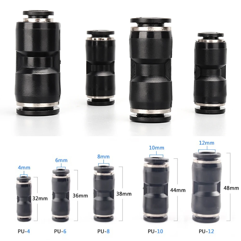 Air Straight Pneumatic Fittings PU&PG Plastic Water Pipes Quick Release Couplings 4-6-8-10-12mm Hose Connector Pipe Fitting