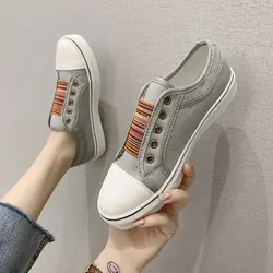 Large Size Women's Shoes New Round Head Elastic Canvas Shoes Women Flat Casual Single Shoes 43  Zapatos De Mujer