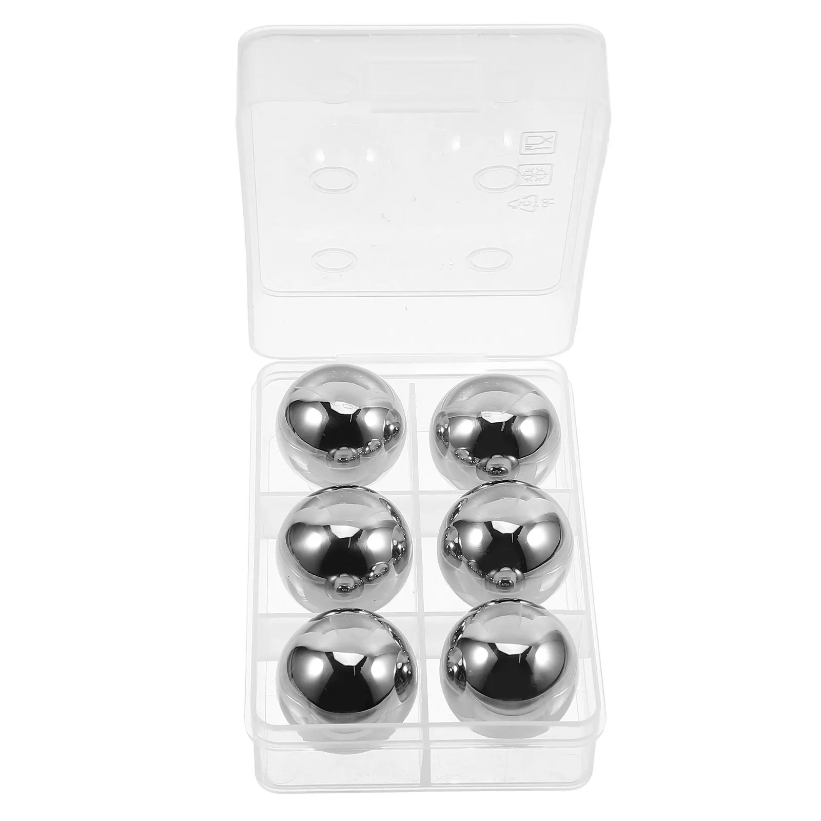 

6 Pcs Stainless Steel Ice Balls Reusable Whiskey Stones 25MM Non Melting Drink Chillers Silver Accessories Gift Set