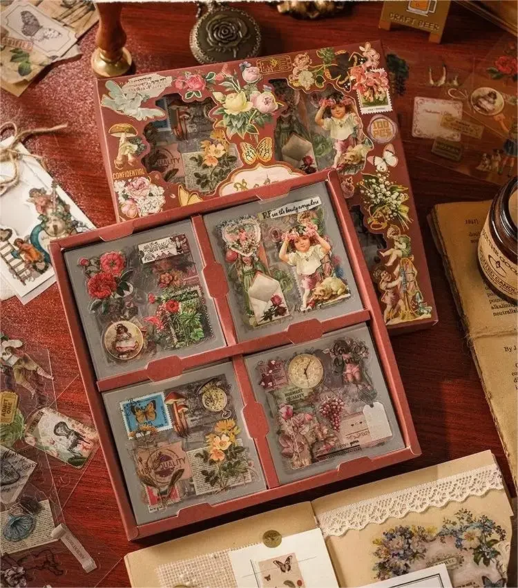 100pcs/box Cute Cartoon Boxed Sticker Handbook DIY Creative Children Sticker PVC Goo Card Set Deractive Scrapbook