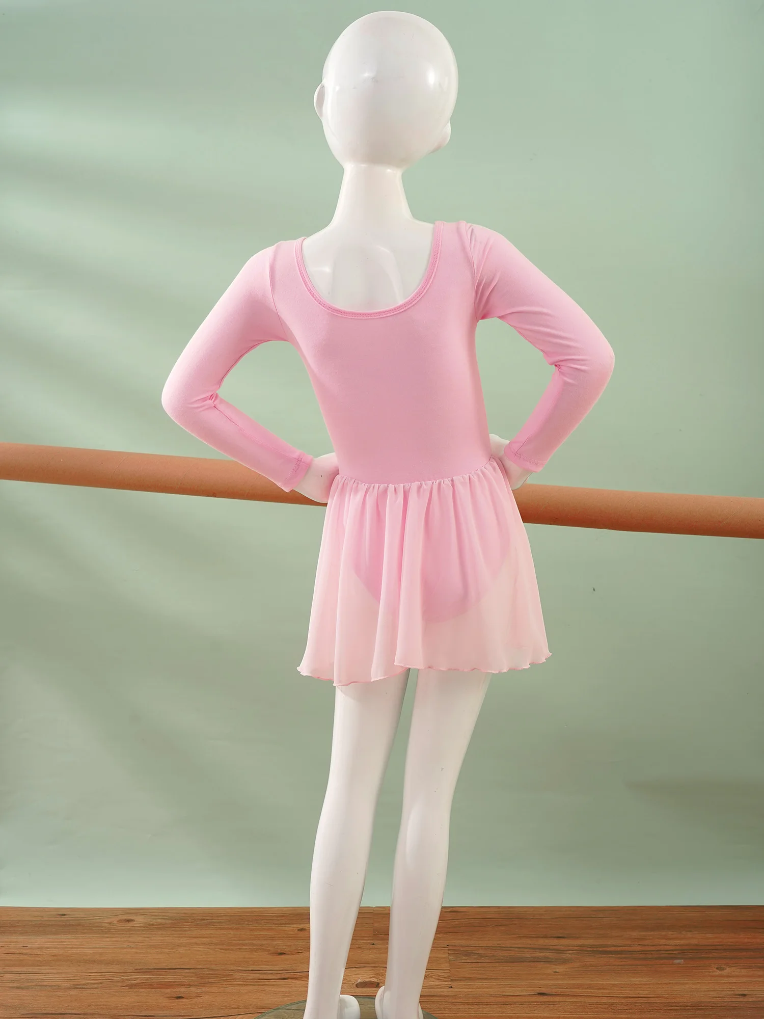 Girls Long Sleeve Ballet Dancer Leotard Tutu Dress Princess Gymnastics Ballerina Performance Dancewear Basic Gym Workout Clothes