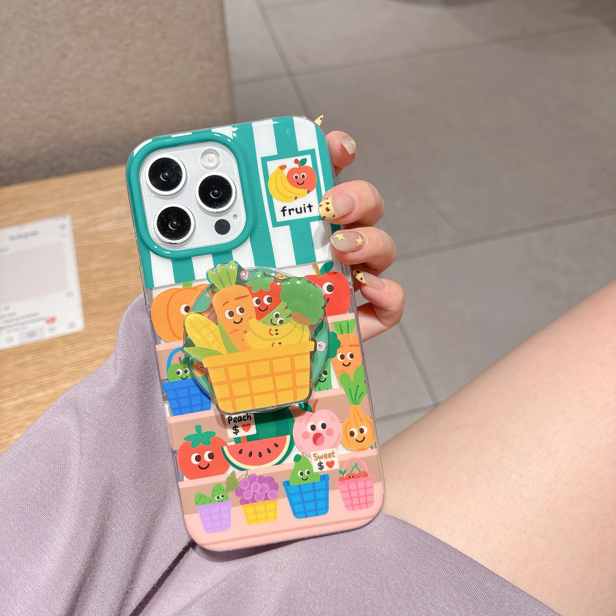 

Dopamine Vegetables Fruit Assortment Magnetic Attraction Bracket Phone Case For iPhone 13 14 15 16 Pro Max Anti Drop Case