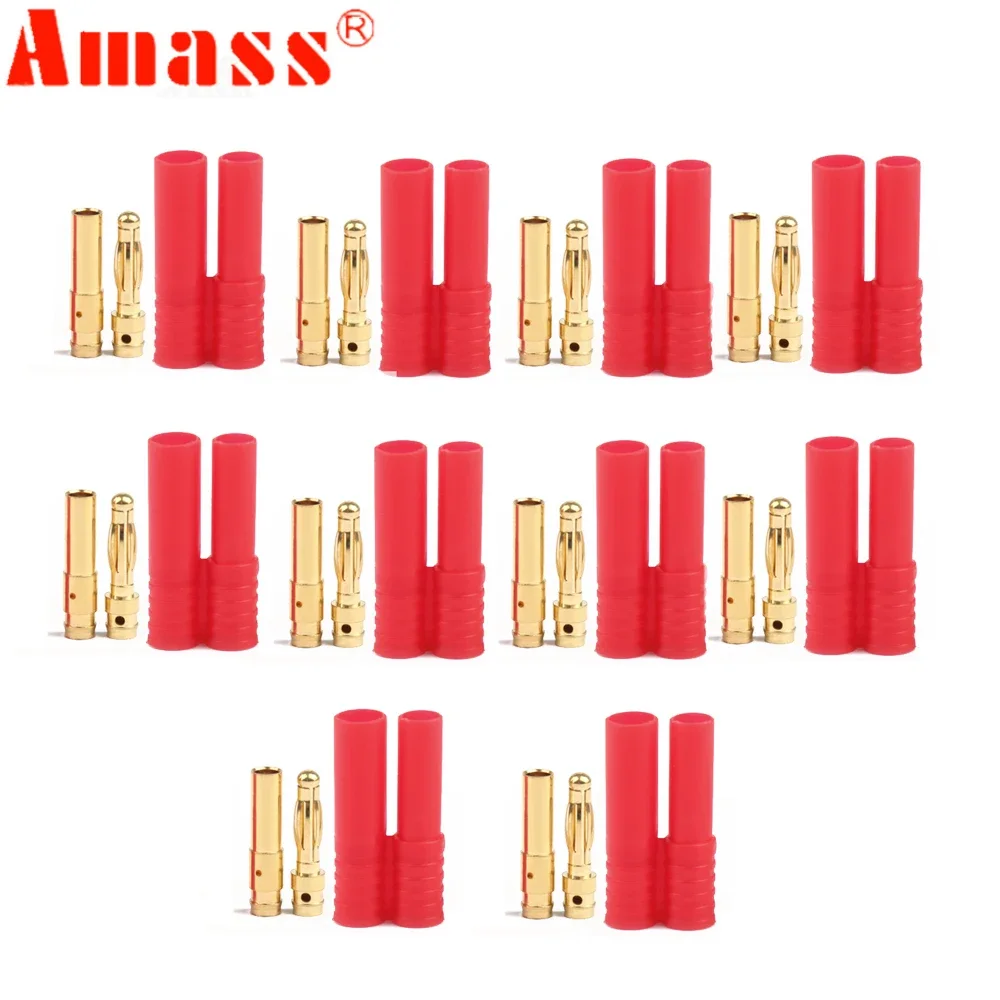 20 คู่ Amass 4.0 มม.กล้วยทอง Bullet Connector ปลั๊ก/ป้องกันกรณี RC แบตเตอรี่ ESC มอเตอร์ปลั๊ก