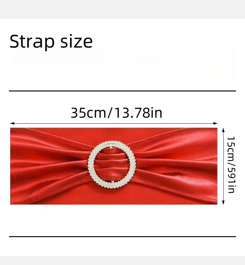 10pcs Elastic Fabric Chair Sash Ribbons with Silvery Round Buckles – Elastic Chair Sashes for Wedding, Banquet, and Party Decora