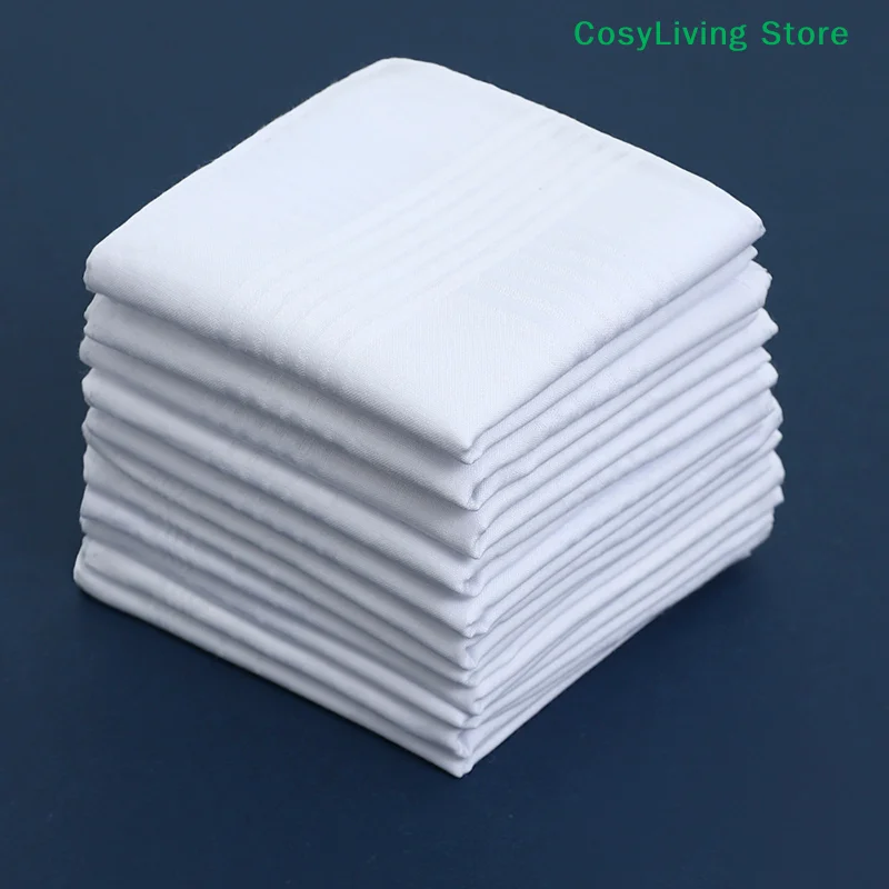 [CL]6/12pcs White Soft Cotton Handkerchief Handkerchief Gentleman Handkerchief DIY Solid Color Handkerchief[CL]