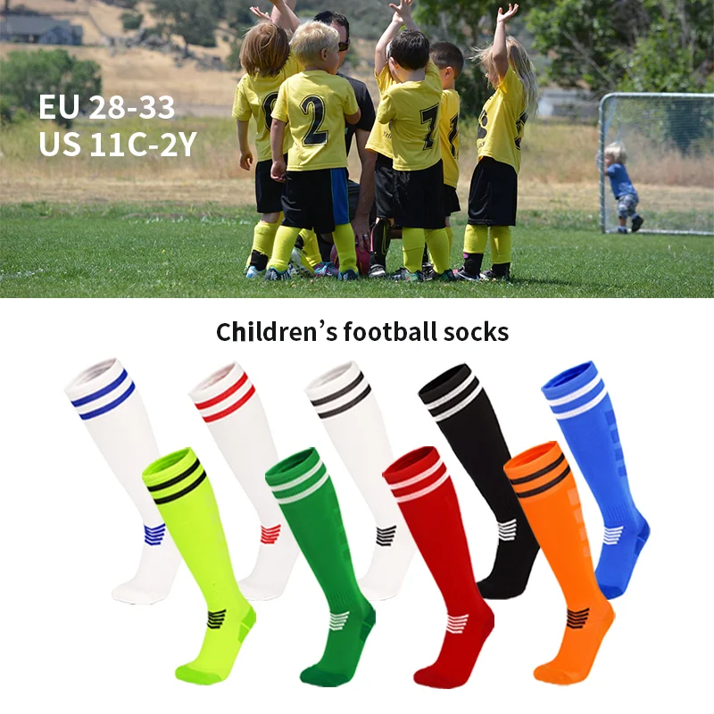 Soccer Socks for Kid Boys Girls 4-12 Years Athletic Football Baseball Children Youth Knee High Stripes Tube Socks