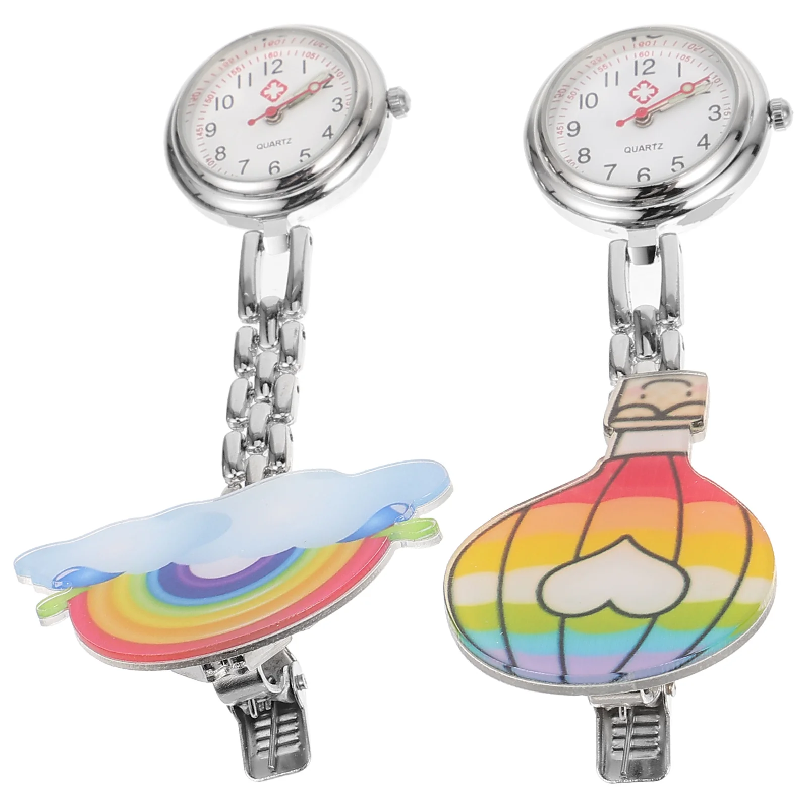 

2 Pcs Nurse Pocket Watch for Retractable Clip-on Watches Cute Fob Metal Nursing Student Nurses Women