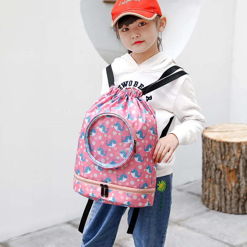 Child Kid Backpack Boys Girls Swimming Bag Backpack Waterproof Cute Print Sports Bag Pool Beach Camping Dry Wet Bags