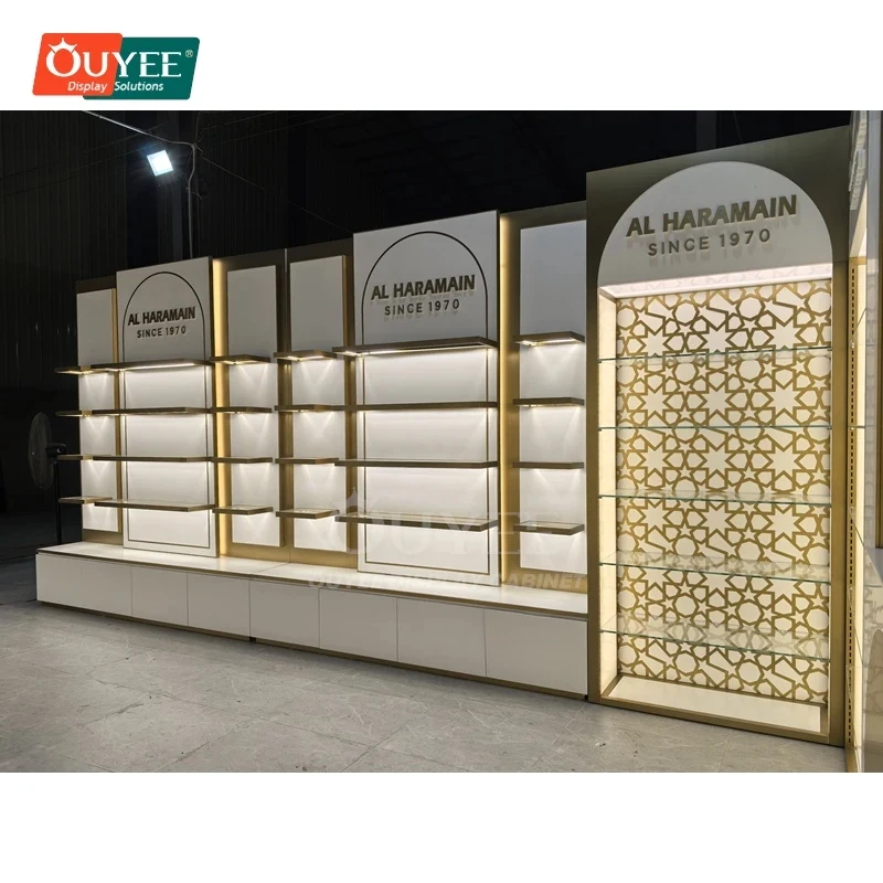custom.Latest Design Designer Wood And Metal Retail Furniture Shop Fitting Service Perfume Interior Design