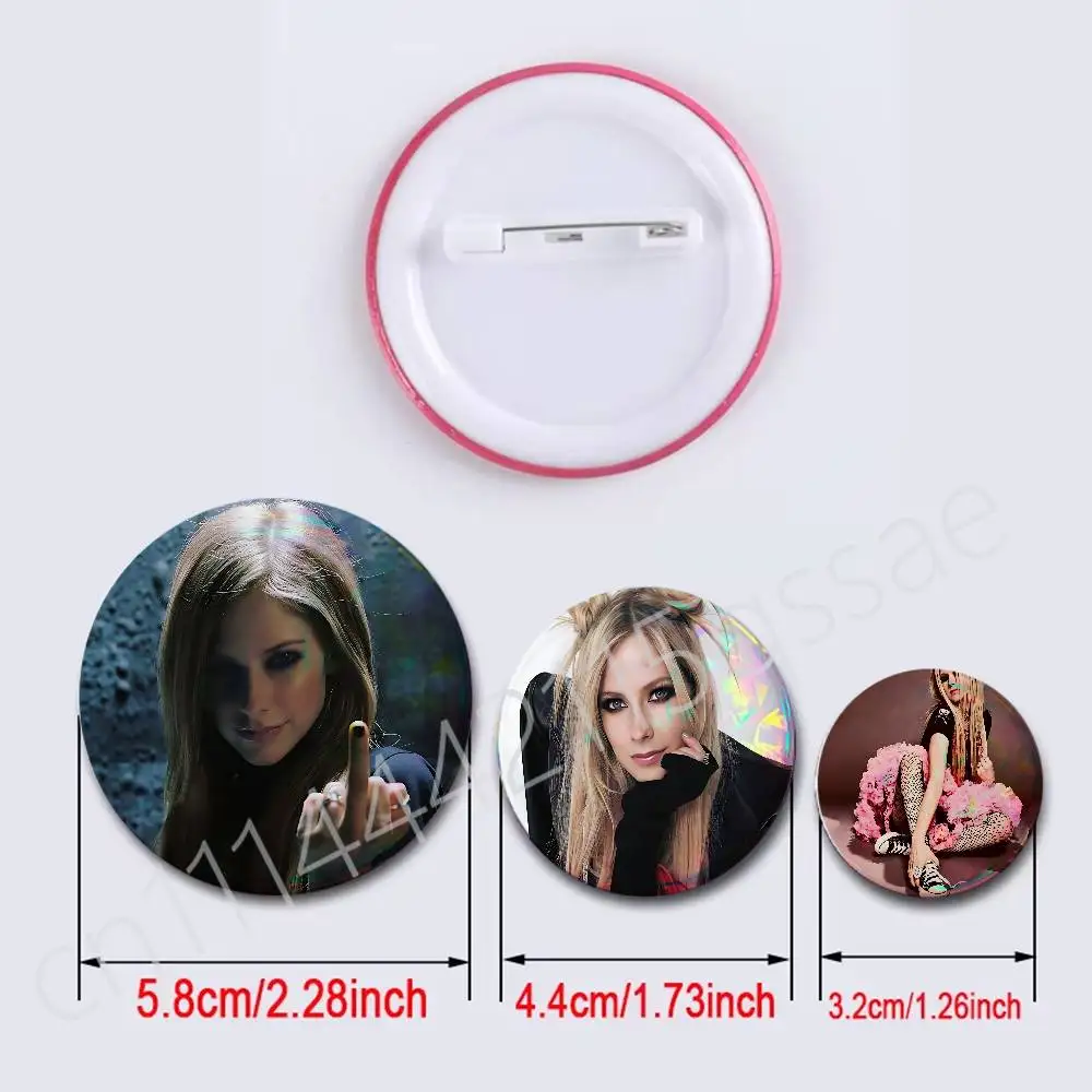 FOR Avril Lavigne Round Exquisite Laser Badge Brooches Creative Pins For Clothes Hat Backpack Gift Accessories
