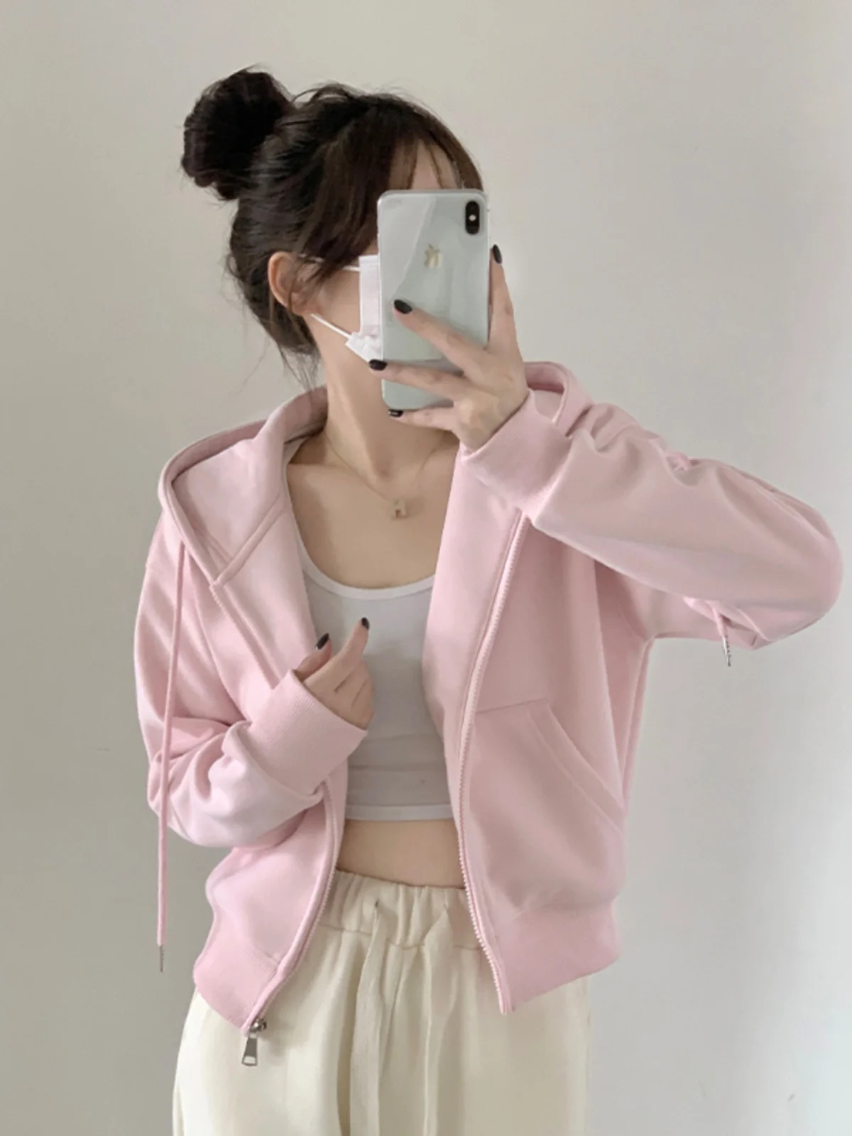 

Новая женская утепленная флисовая толстовка на молнии с капюшоном в корейском стиле, розовая, осенне-зимняя