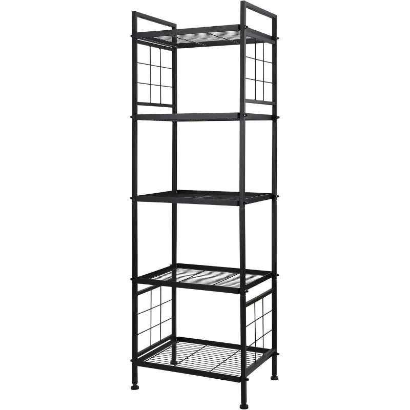 5-Wire Standing Storage Shelves, Metal Shelving Unit Pantry Rack for Laundry Kitchen Bathroom Organizer(Black)