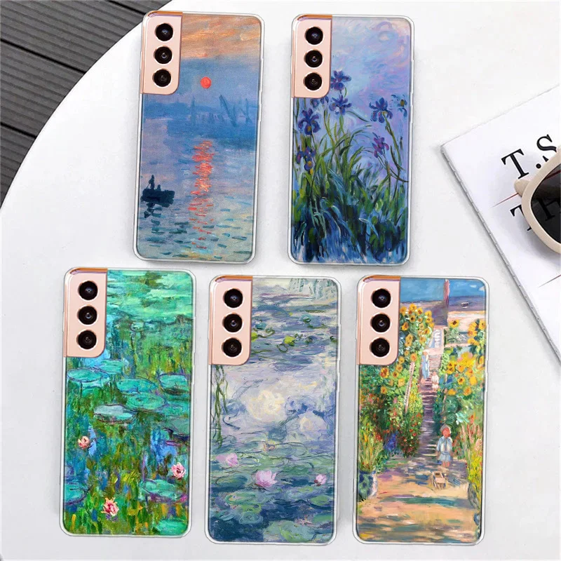 Claude Monet Garden Lotus Bridge Phone Case For Samsung A15 A25 A35 A55 Galaxy A70 A50 A40 A30 A20 A20E A20S A05S M12 M21 M30