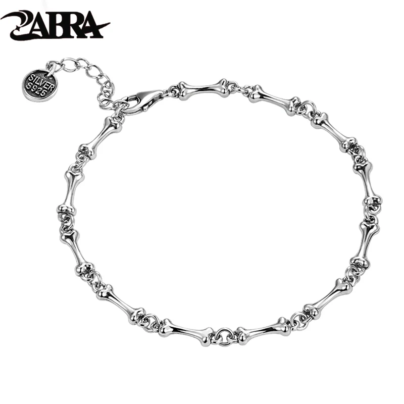 

ZABRA Handmade Bone Chain Niche Design Jewelry 925 Silver Bracelet Men's Trendy Jewelry Women's Accessories