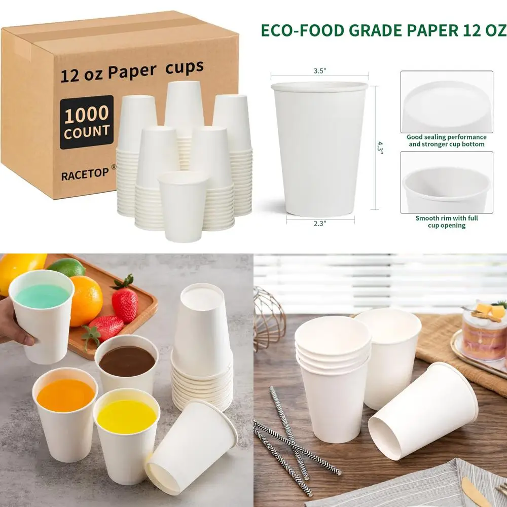 

12 oz Disposable Coffee Cups - 1000 Pack, Perfect for Parties, Home, and Office Use