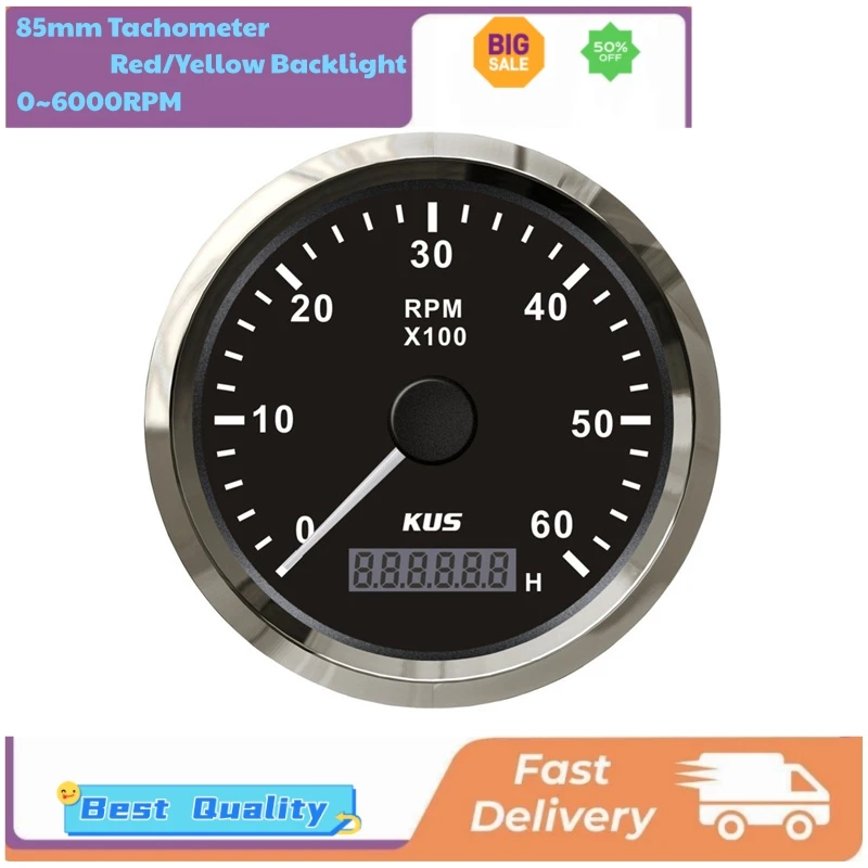 

KUS 85 мм указатель тахометры датчики White Revolution счетчики 0-6000 об/мин Show Rev счетчики для лодки, авто, грузовика, яхты, автобуса, универсальные