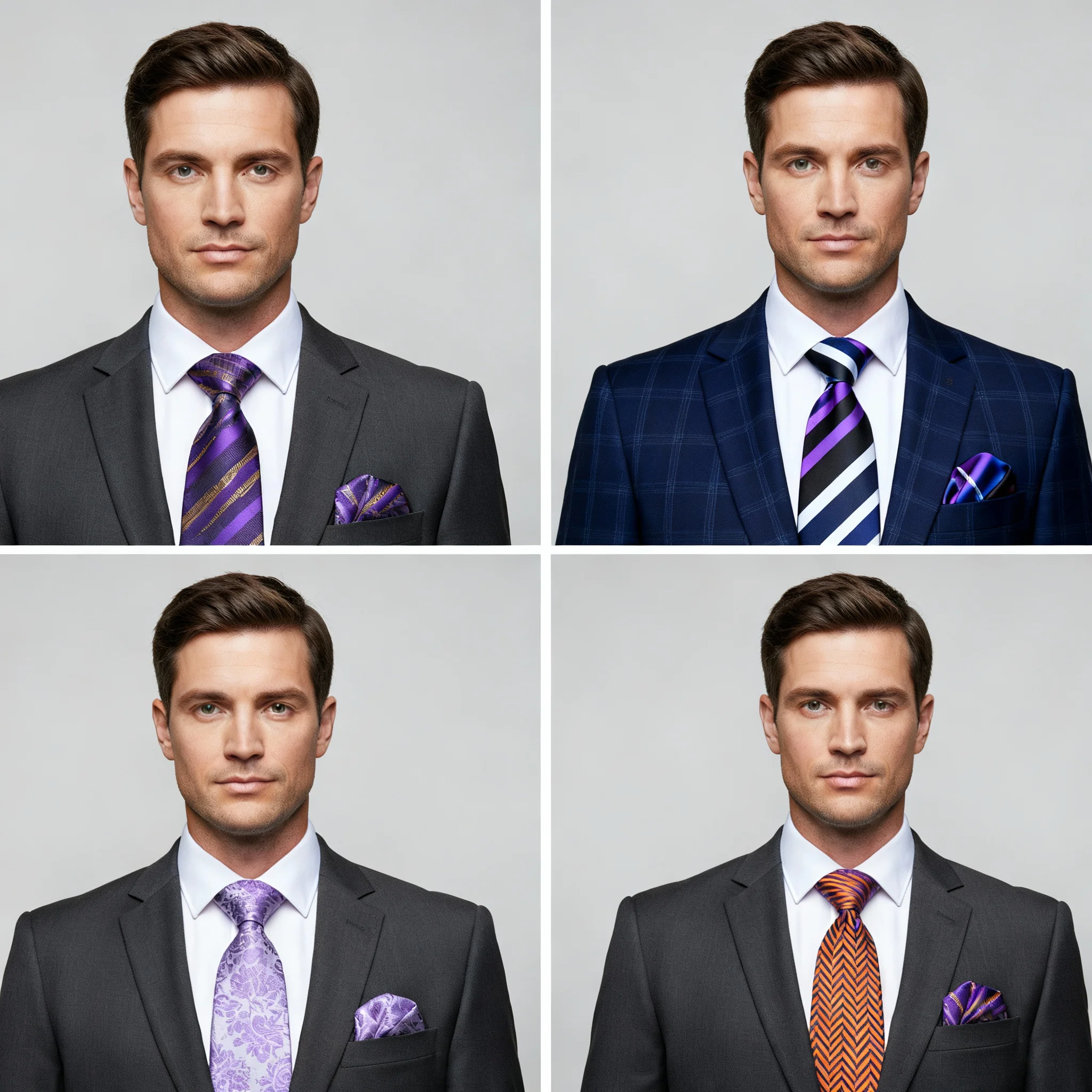 3 قطع رجل التعادل الأرجواني الأزهار بيزلي المشارب الصلبة الساتان ربطة العنق جيب مربع أزرار أكمام مجموعة الزفاف الرسمي عارضة مكتب حزب