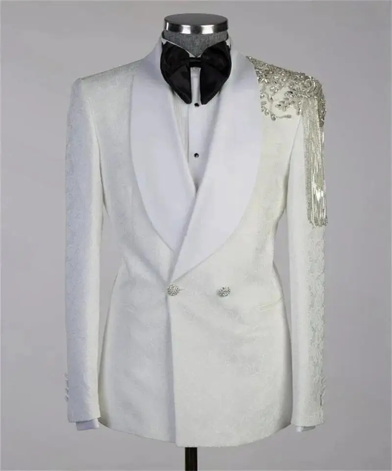 

Exquisite Crystal Tassel 2-piece Men's Suit High Quality Party Gowns Men's Stage Costume men's tailcoat Evening Dress