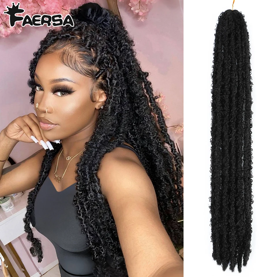 디스트레스드 락스 버터플라이 락스 크로셰 헤어 드레드락스 메쉬 퍼 락스 크로셰 헤어 브레이드 익스텐션 소프트 락스 컬리 브레이드