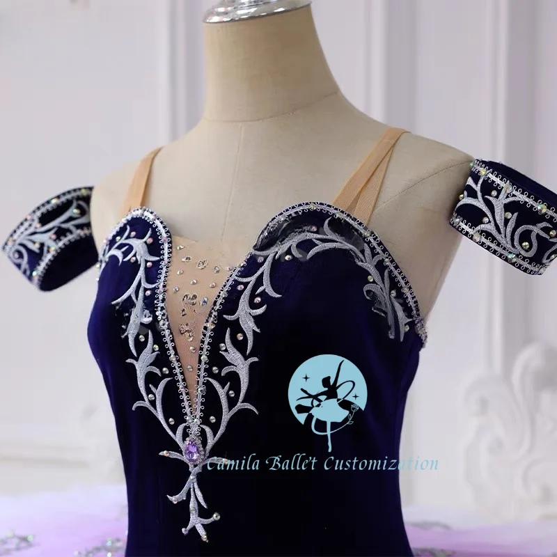 シンプルな新しいスタイル紫の妖精ライラック眠れる森の美女クラシックバレエチュチュパフォーマンスチュチュスカート大人の子供のためにカスタマイズ