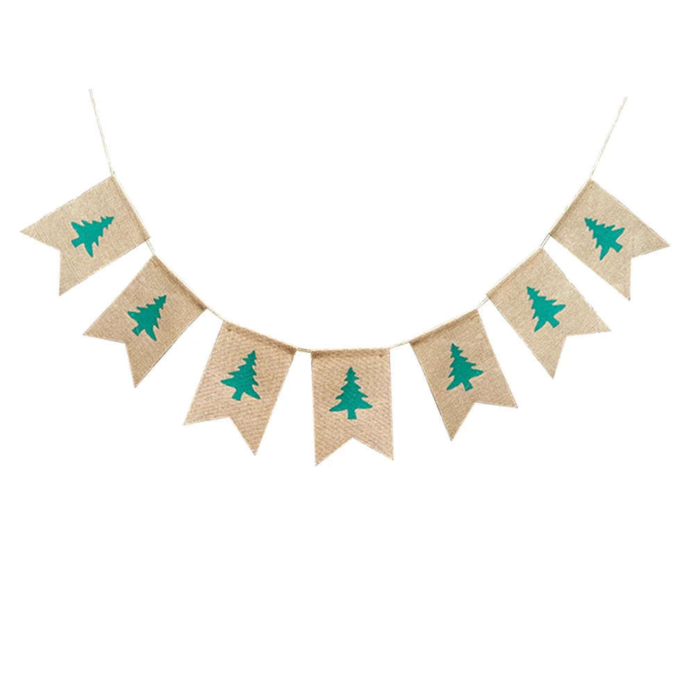 

7-Flag Christmas Banner Garland with 28M String Rustic Burlap Flags for Home Garden Tree Decor Happy Christmas Party Decoration