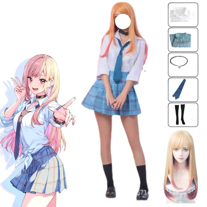 

Cosxie Косплей Аниме My Dress Up Darling Marin Kitagawa JK Униформа Рубашка Юбка Наряды Хэллоуин Карнавальный Костюм Косплей Костюмы