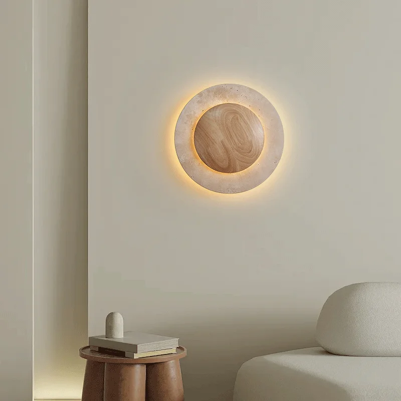 Vintage Steinwand-Leuchte Kunstdekoration Wohnzimmer Wandlampe Innen-Wandbeleuchtung Schlafzimmer Dekor Creme Haushaltsgerät LED-Wandleuchte