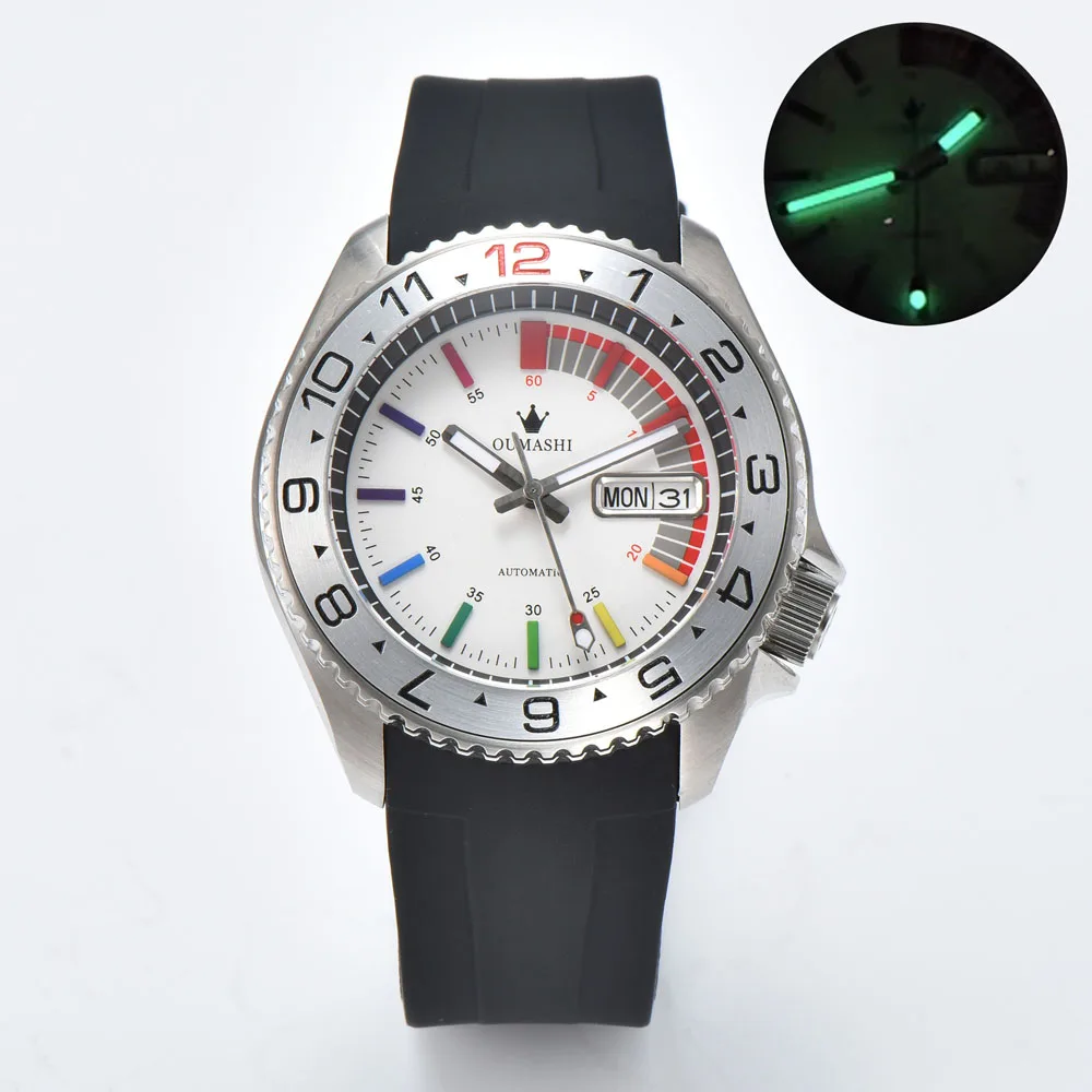 ساعات يد أوتوماتيكية 40.5 ملم skx 007 للرجال مع حزام مطاطي حركة أوتوماتيكية يابانية NH35/NH36/NH70 يمكن تخصيص الشعار